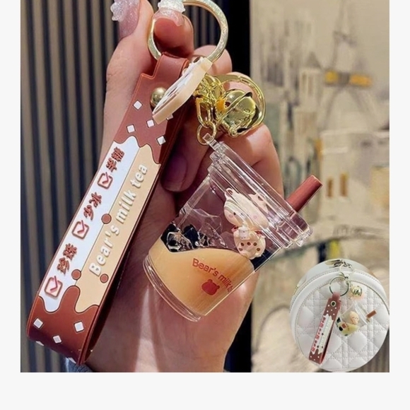 Bear's Milk Tea Phone Charm Keychain - Brown - Picture 5 of 10